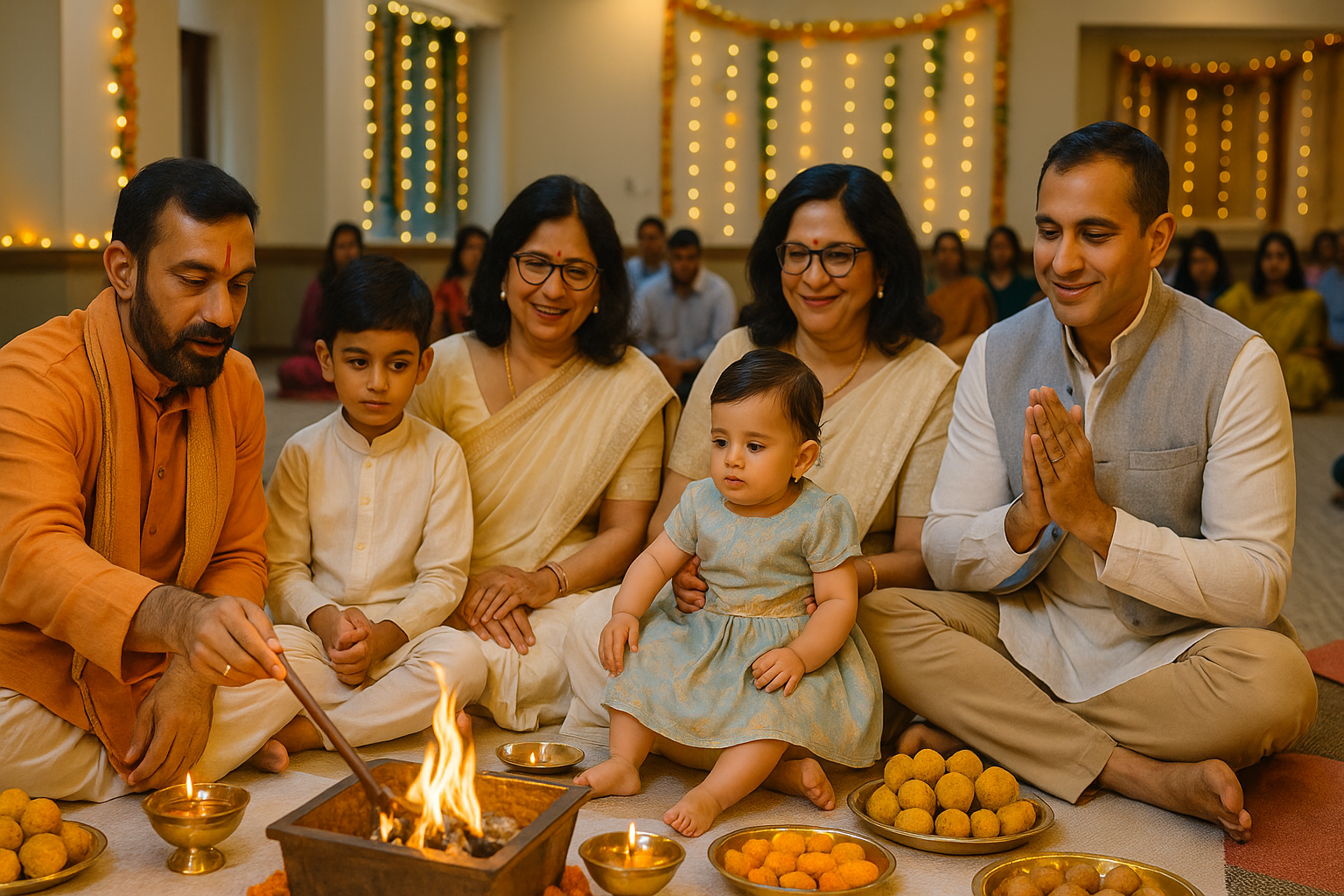 Family performing Namkaran ceremony