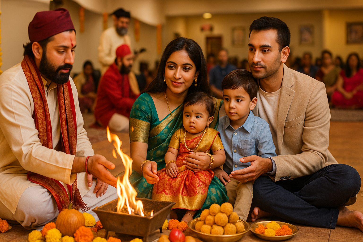 Family performing Namkaran ceremony